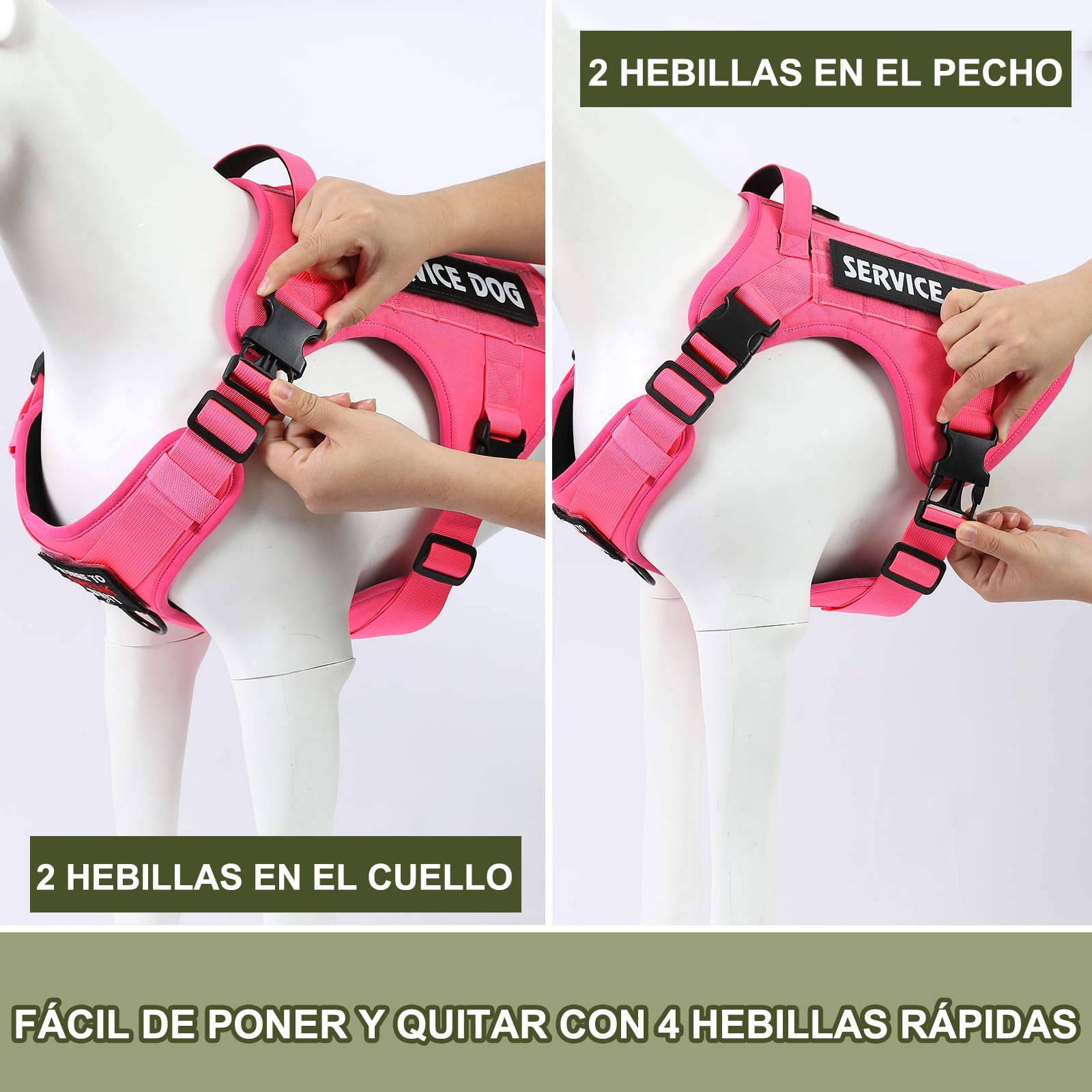 Arnés Táctico para Perros, COMSLE Arnes Antitirones para Perros Grande Mediano pequeño, Chalecos Ajustable con 4 Hebillas de Liberación Pápida y Asa Acolchado, Arnes Perro para Caminar Entrenamiento