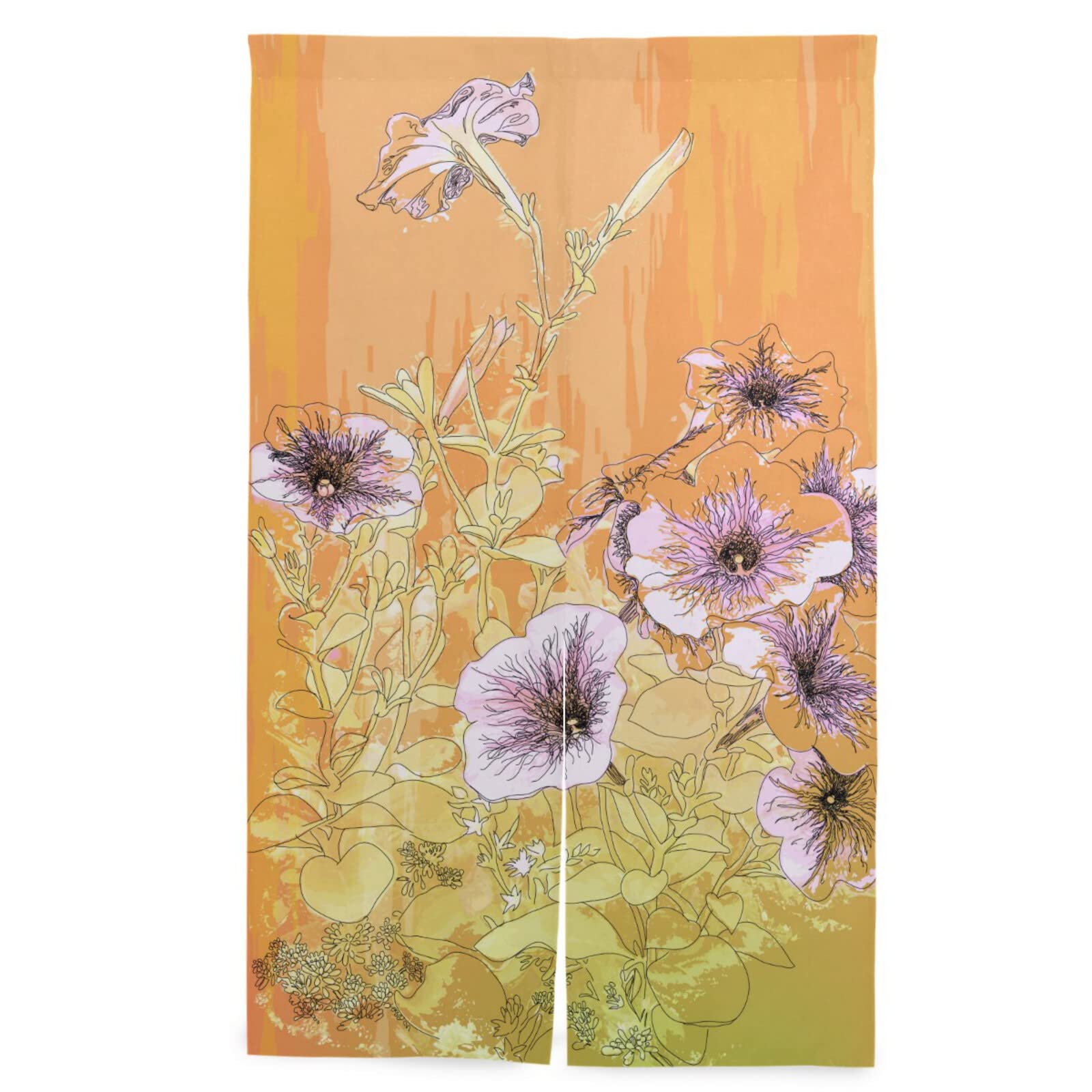 朝顔の花柄のれん Amazon.co.jp: のれん 絵画 朝顔 オレンジ 花柄 あさがお ILIUEND 暖簾
