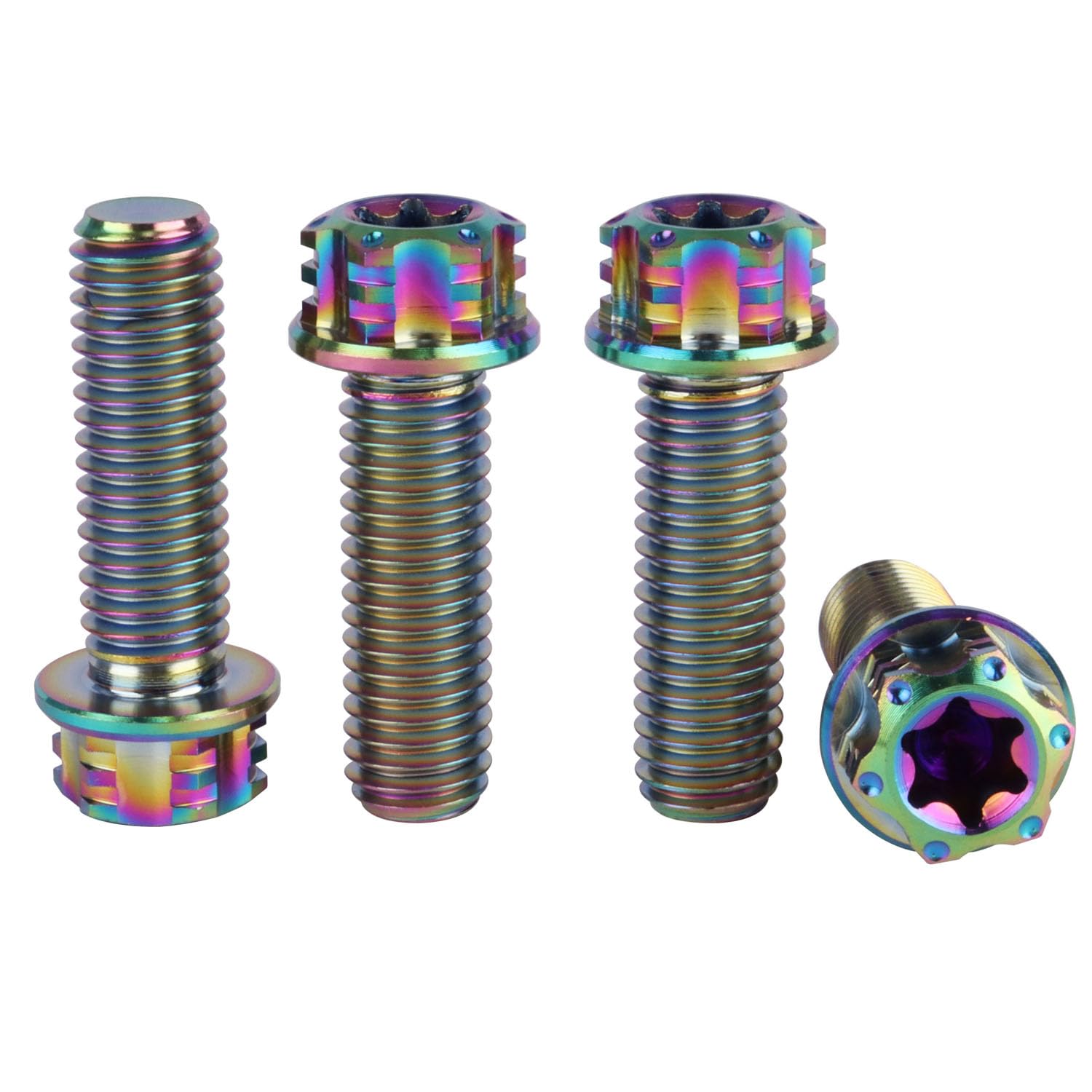 4Pcs Titanium Bolt Flange Torx Head M8 M10 x 20 25 30mm Screw Bolt for Motorcycle Car Modifications (Rainbow, M8x25mm)
