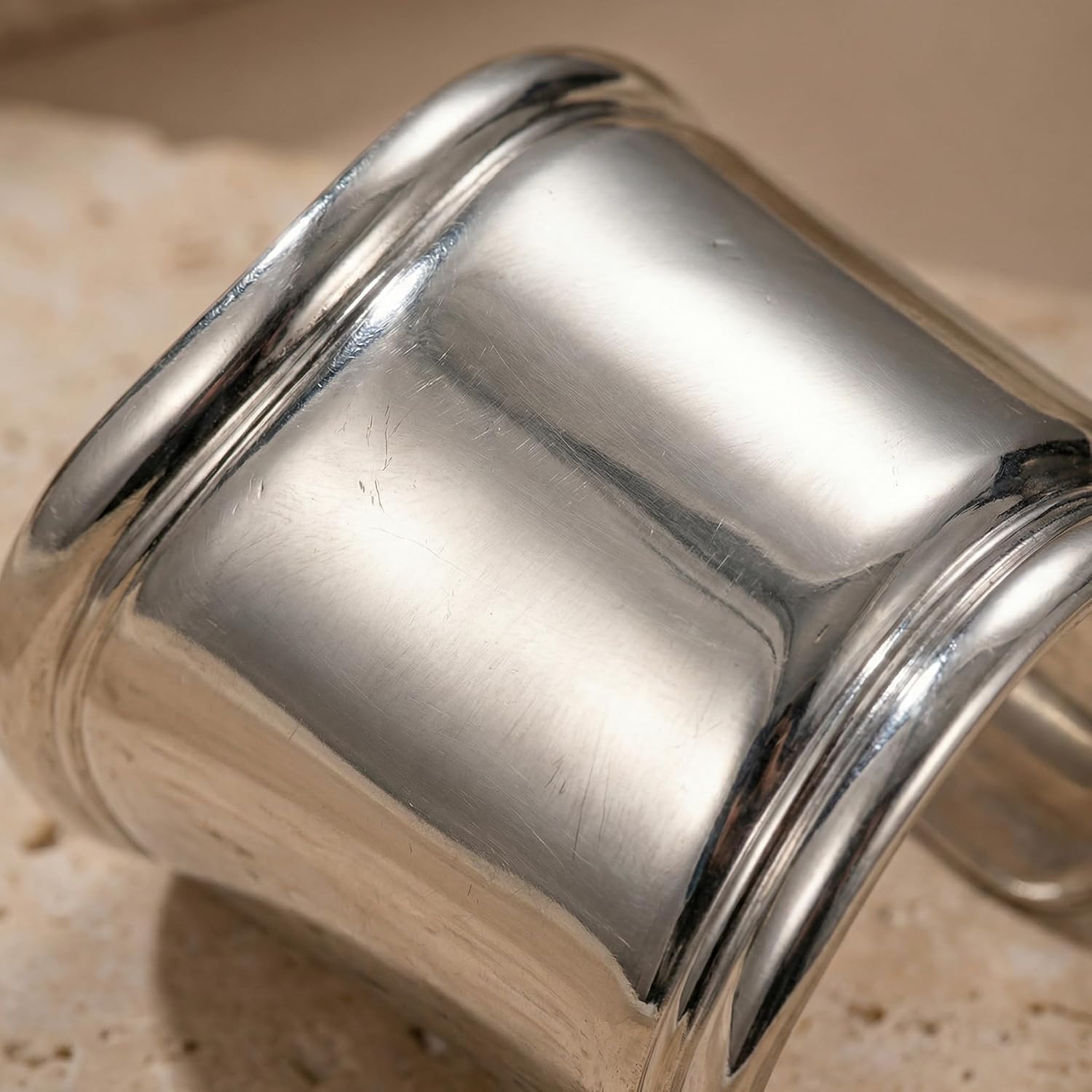 Chunky Metallic Arm Cuff Bracelet, Trendy Thick Wrist Cuff Bangle, Lustrous Finish Statement Jewelry, Adjustable Open Punk Style Bracelet Accessory