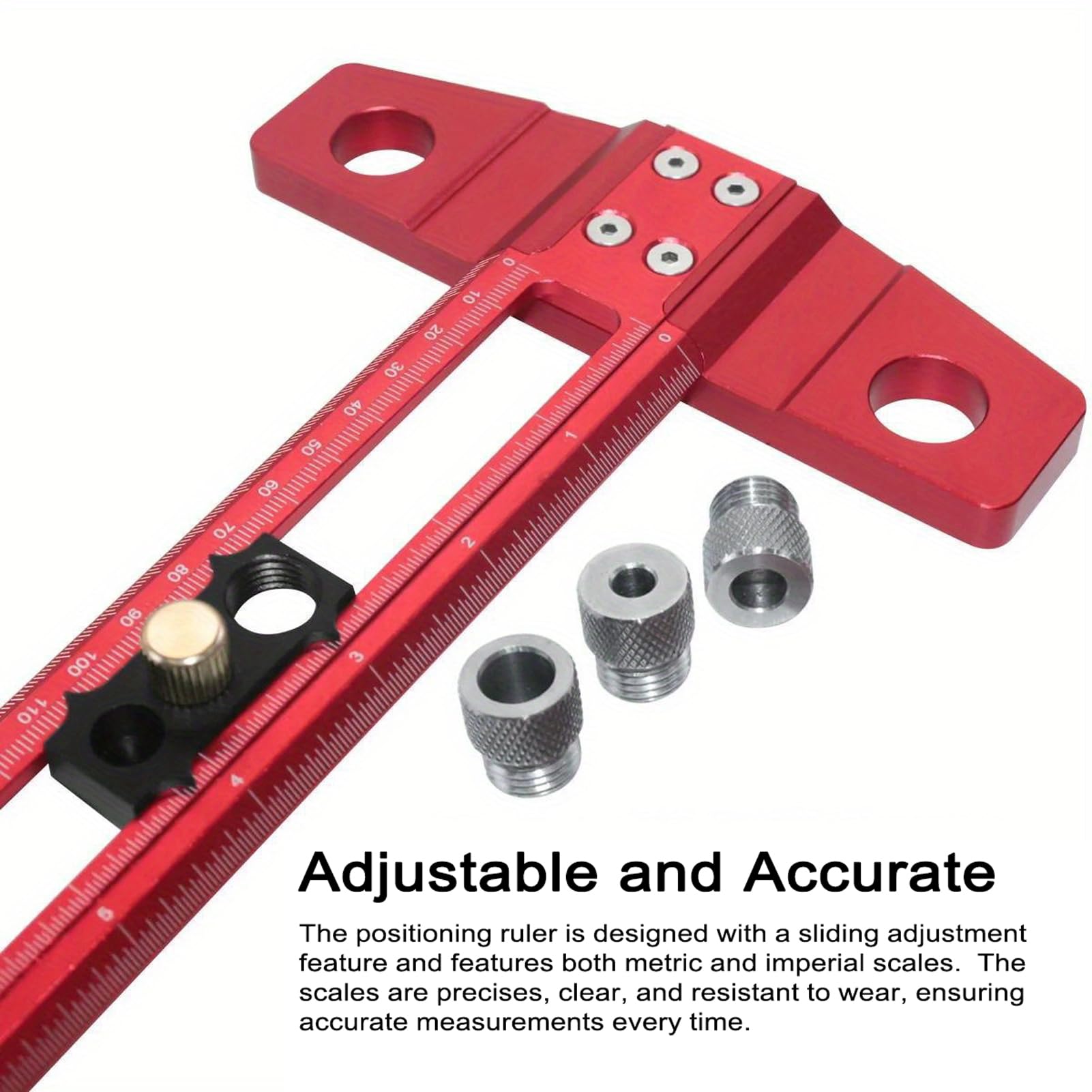 Righello di posizionamento per foratura multifunzionale 2 in 1 per la lavorazione del legno Strumento per marcatura a forma di T in lega di alluminio Scala metrica/imperiale con (500mm)