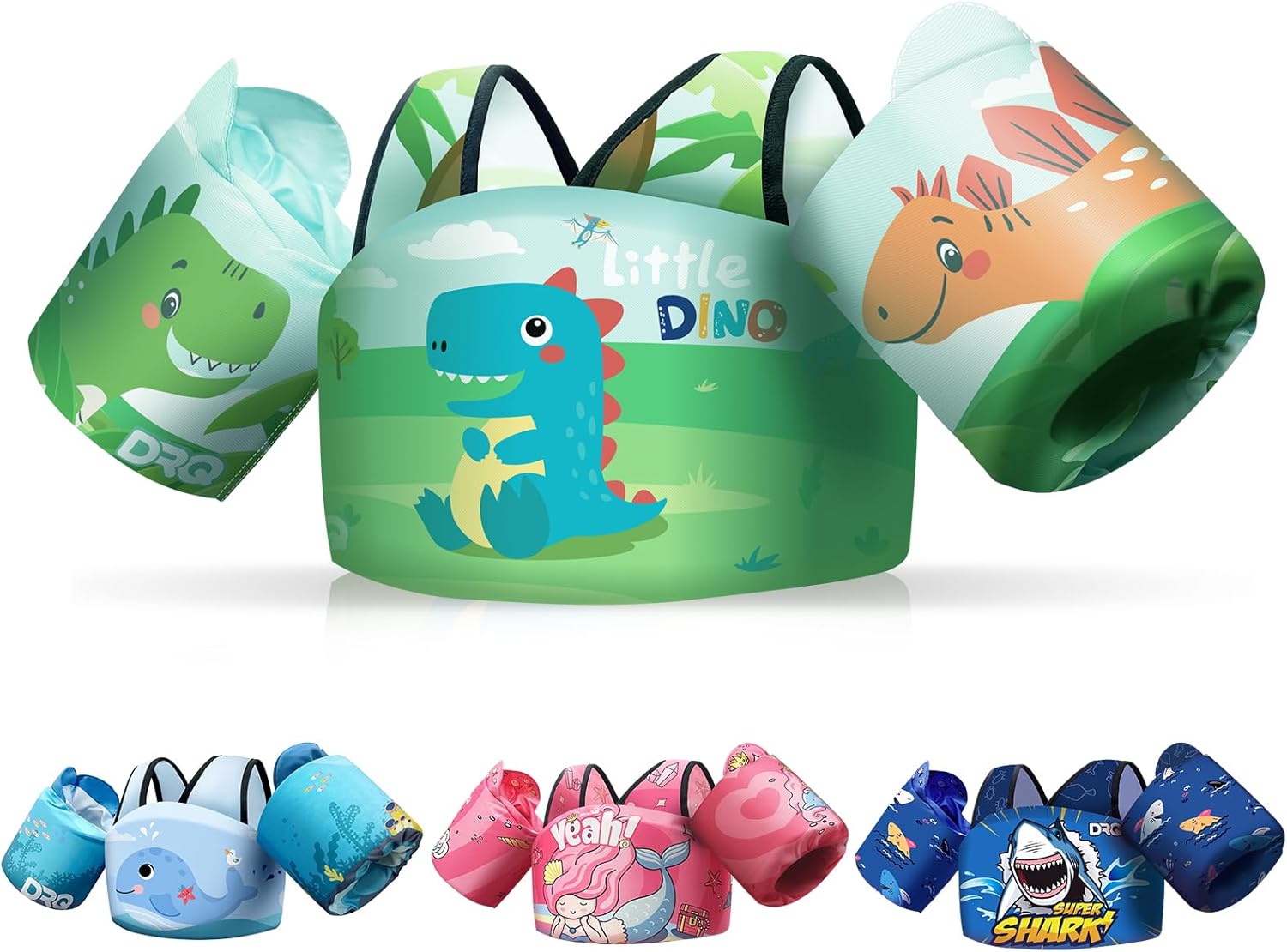 DRQ Toddler Swim Vest, Toddler Floaties for 22-66lbs Kids, Puddle Jumper Kids Life Jacket with Shoulder Harness Arm Wings for Girls Boys 2 3 4 5 6 Years Old