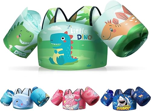 Miniatura 10 de DRQ Chaleco de natación para niños pequeños, flotadores para niños de 22 a 66 libras, chaleco salvavidas para niños con arnés de hombro con alas