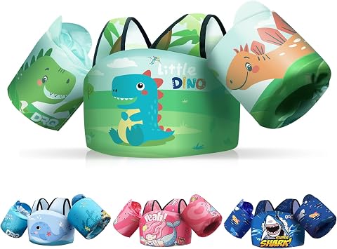 DRQ Toddler Swim Vest, Toddler Floaties for 22-66lbs Kids, Puddle Jumper Kids Life Jacket with Shoulder Harness Arm Wings for Girls Boys 2 3 4 5 6 Years Old