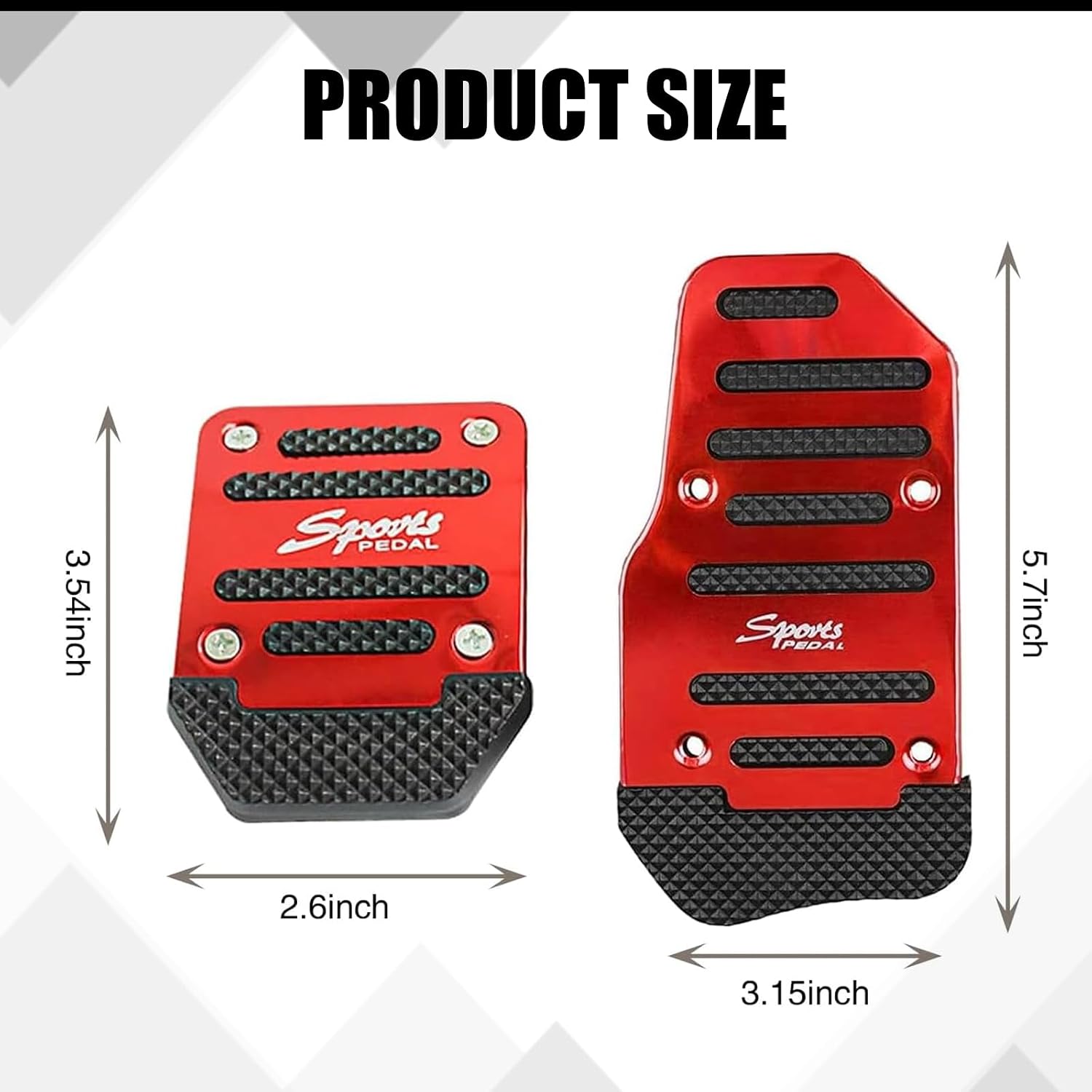3 PCS Car Pedal Covers, Throttle Brake Clutches Non-Slip Rubber Strip Pedal Cover, Alloy Anti Rust Structure Sport Decorative Pedal Conversion Accessories, Universal for Most Cars (Red)