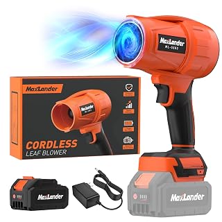 Leaf Blower Cordless, 21V Electric Handheld Leaf Blower with 3.0Ah Battery, 180000 RPM Battery Blowers with Adjustable Speed for Lawn Care, Patio Cleaning, Blowing Leaves and Dust - Amazon product rated Grade A