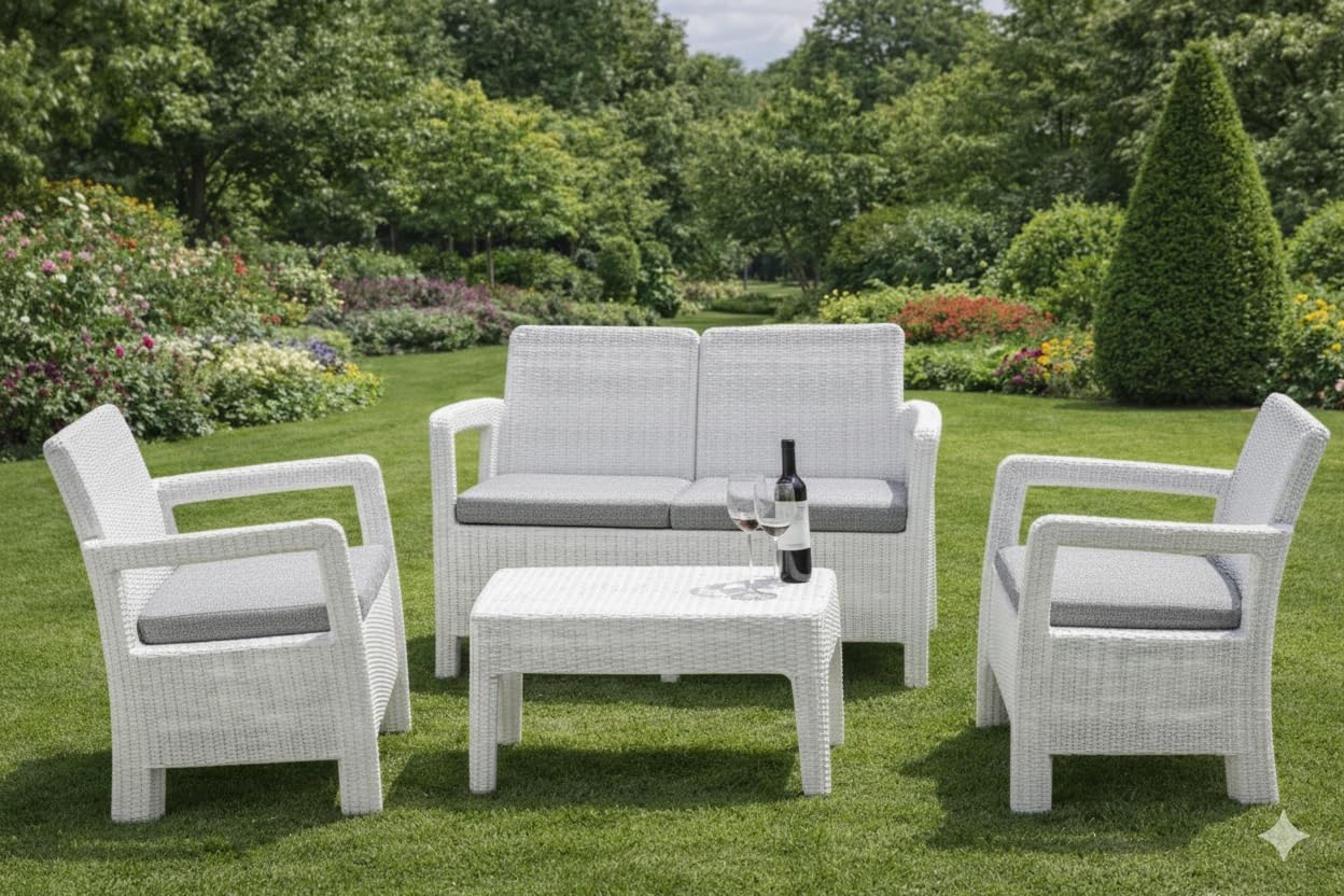 CASABELLAPIU Cojines de Exterior Premium para Conjuntos de Jardín, Cojines para Muebles de Patio 100% Made In Italy Cómodo Desenfundable Cm. 110x52 y Cm. 50x52