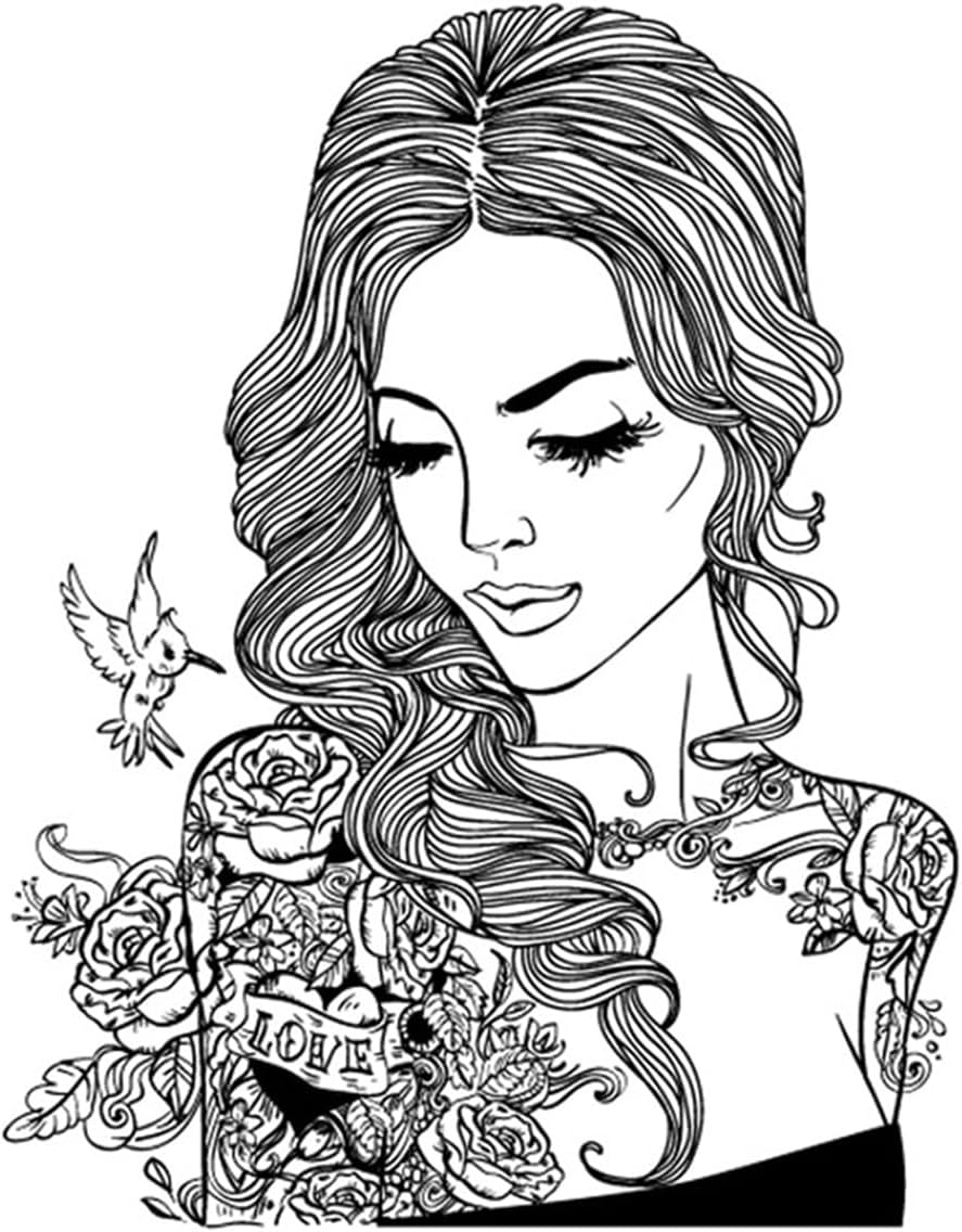 Briartw Rose Girl Clear Stamps for Card Making,3x4 inch Silicone Stamp for DIY Craft Gifts Scrapbooking Paper Photo Album Card Decoration