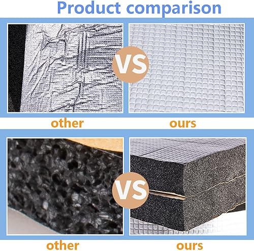 Miniatura 6 de Alfombrilla de aislamiento de sonido de calor, 197 mil, 8.6 pies cuadrados, aislamiento acústico de automóvil para capó de automóvil, puerta de