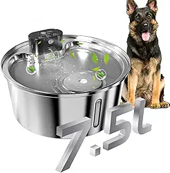 304 Aço Inoxidável Bebedouro para Gatos, 7.5L Fonte de Agua pra Gato sem Fio, Bebedouros e Acessorios para Gatos, Silenciosa, Bivolt