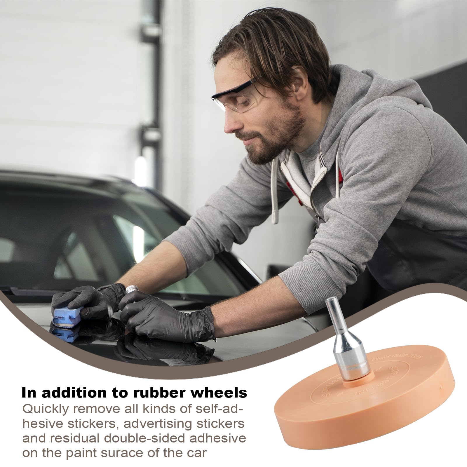 Shuqio Kleberentferner 4er Set Folienradierer mit 15 Ersatzklingen Adapter für Akku-Schrauber und Geradschleifer zur Sanften Reinigung von Auto und Motorrad - 4