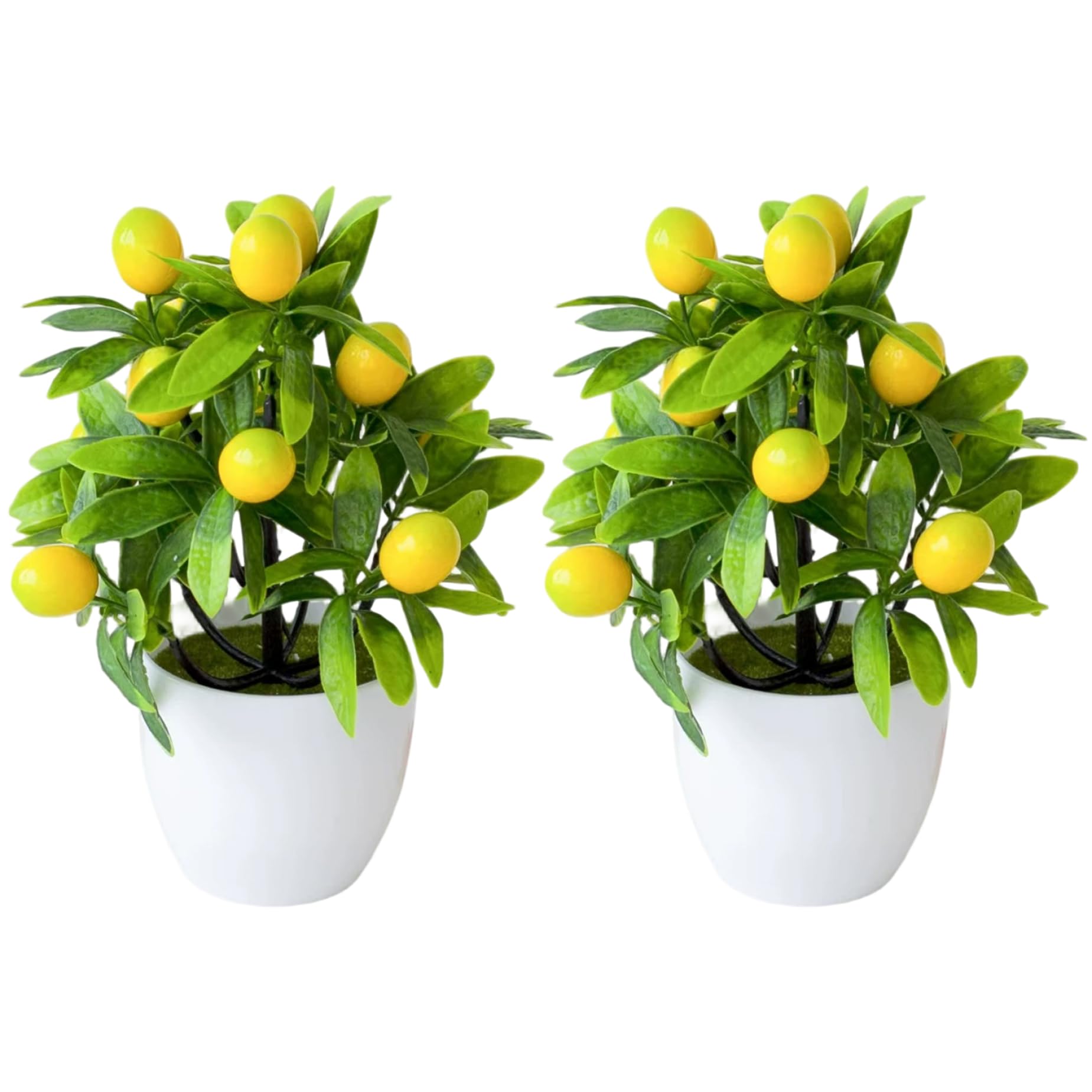 Neptuiby Artificial Lemon Tree Lemon Kitchen Decor Realistic Potted Plant with White Pot Kitchen Decor for Home Office Table Centerpieces