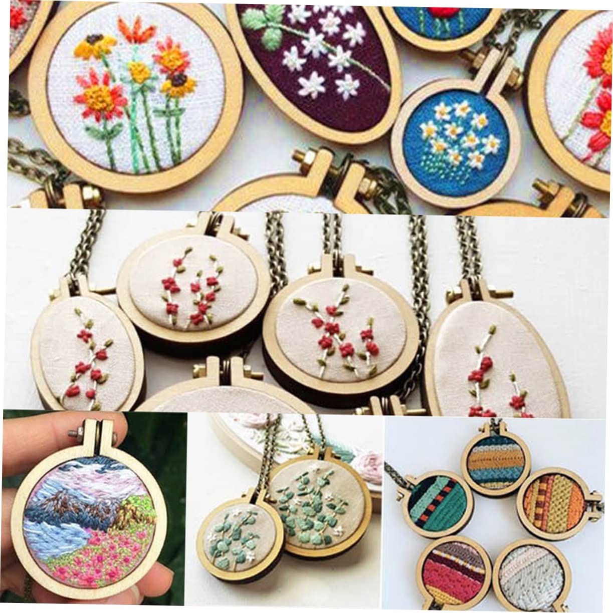 EXCEART 15 Stück Mini Stickringe Holz - Kreuzstich Rahmen 30x25mm