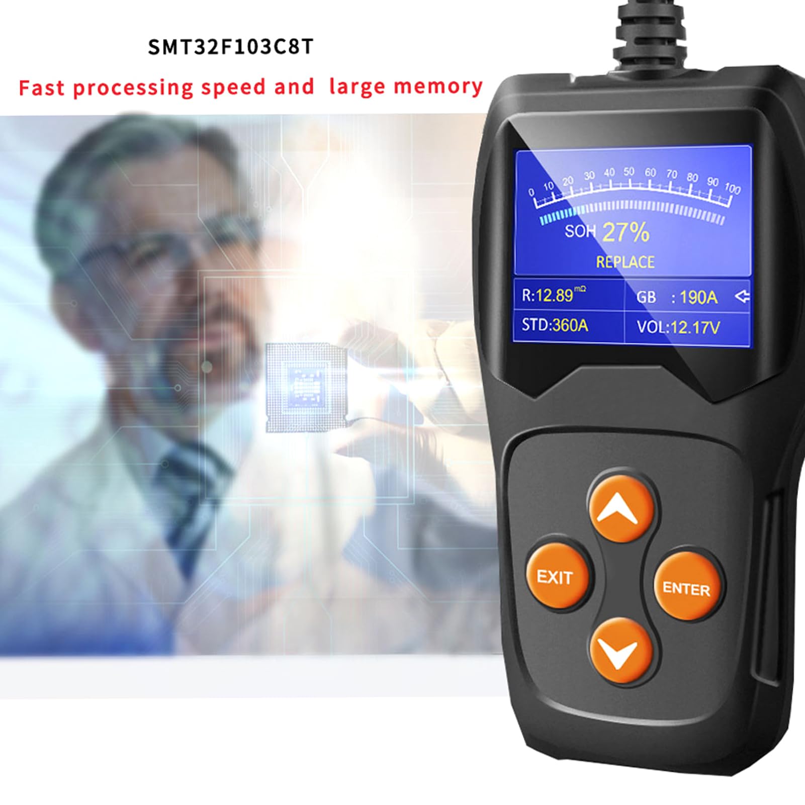 Domary Tester Akumulatora Samochodowego KW600 12V 100-2000 CCA Samochodowy Analizator Obciążenia z Testem Napięcia w Kształcie Fali, dla Wszystkich Samochodów SUV