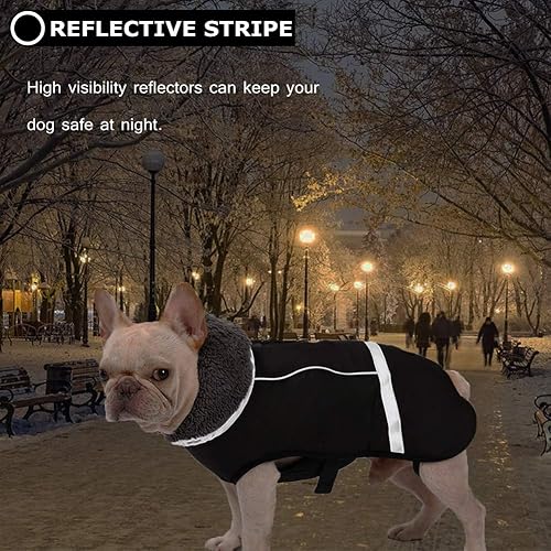 Miniatura 6 de Abrigo de perro cálido reflectante chaqueta de invierno, impermeable a prueba de viento para perros fríos, forro polar grueso para mascotas, chaleco