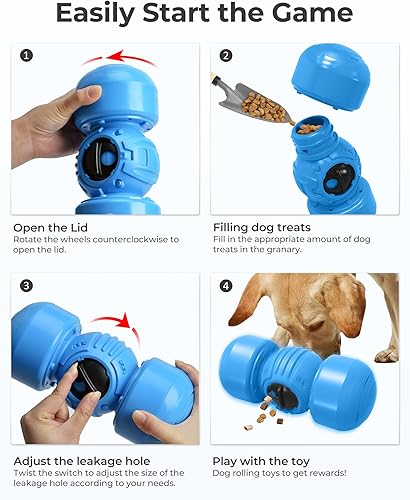 Miniatura 7 de LACCEN Juguetes interactivos para perros, divertido juguete de rompecabezas para perros, dispensador de golosinas rodantes, alimentador lento,