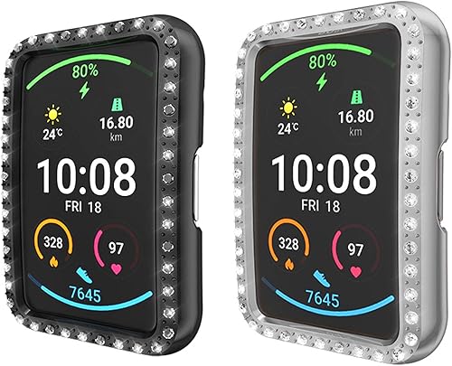 Funda compatible con Huawei Watch FIT, Youkei PC Bling Crystal Diamonds Shiny Rhinestone Bumper Case Compatible con Huawei Watch FIT Bluetooth
