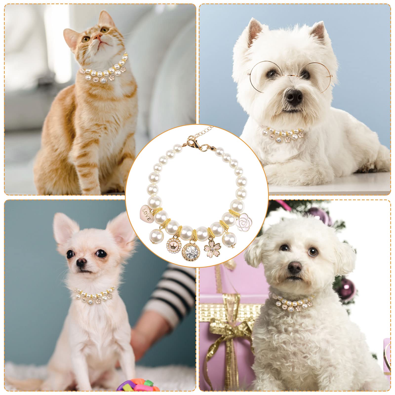 SHTGOI Parelhalsband Voor Katten En Honden – Bling Kraagje Met Strass, Verstelbaar En In 10 Kleuren