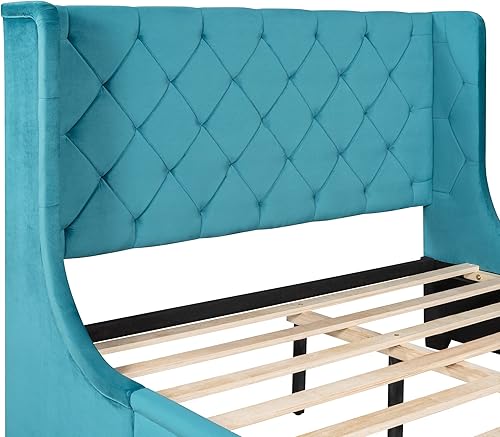 Miniatura 105 de SOFTSEA Cama de plataforma tapizada tamaño Queen con cajón de almacenamiento, marco de cama tapizado con cabecera con respaldo de alas, soporte de