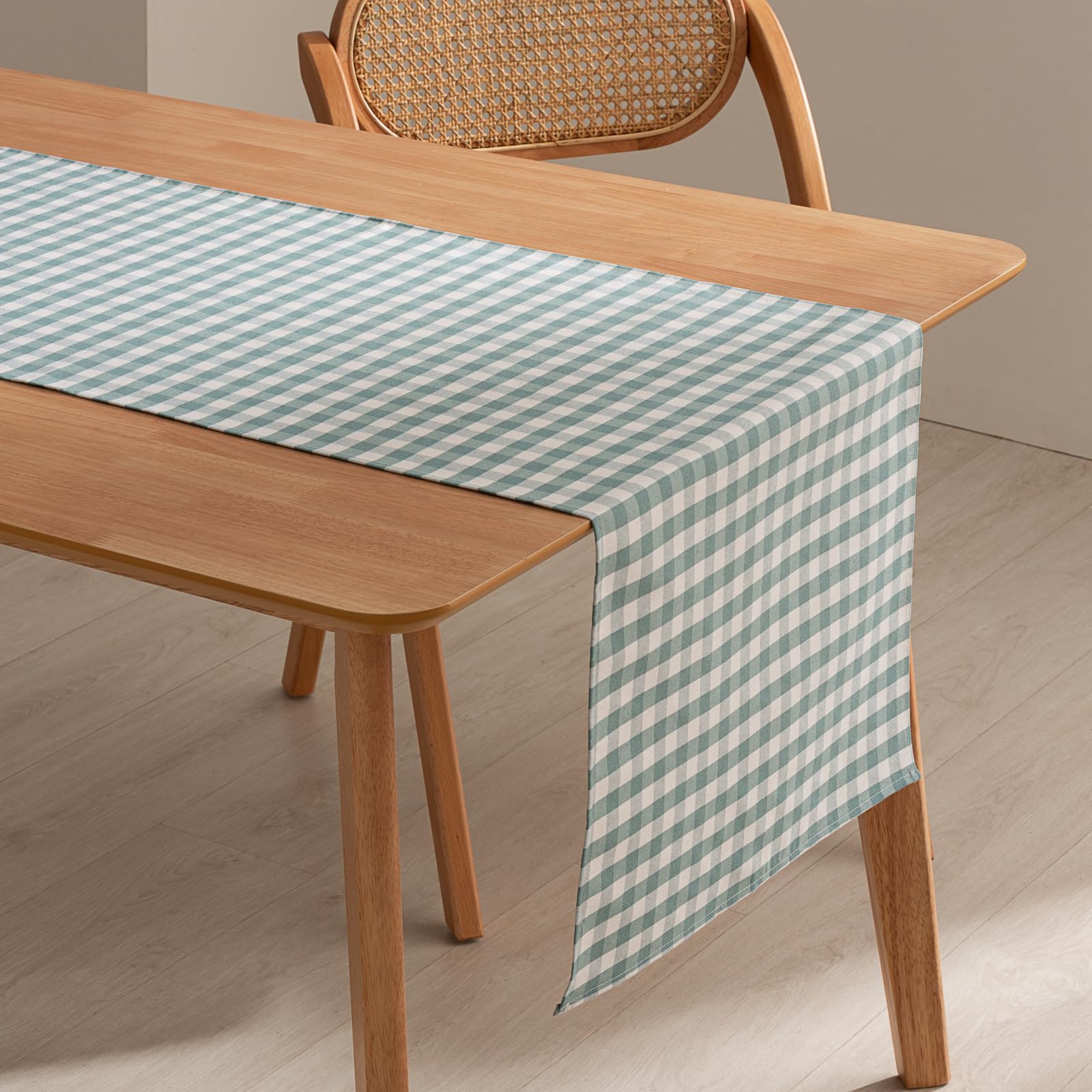 Gamusi Aqua Rectangular Table Runner, Stain-Resistant, Waterproof, Vichy, Checked, 45 X 170 Cm, Cotton Touch, Breathable And Soft, Colour