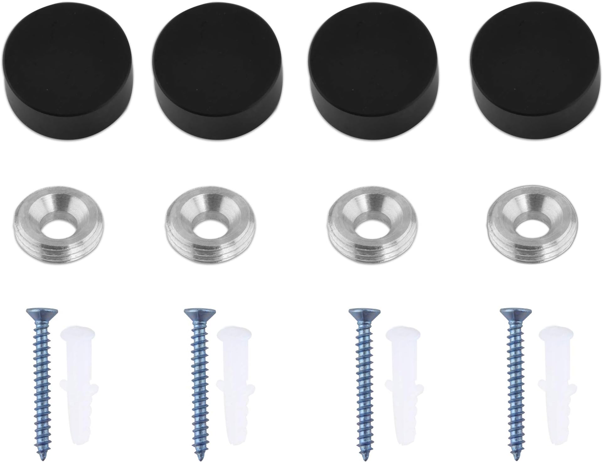 Mirror Screws, Aluminum Cap Decorative Mirror Nails, Sign Advertising Hardware, Construction with Decorative Cap Cover Nails, Φ0.6, Black, 4 Pack