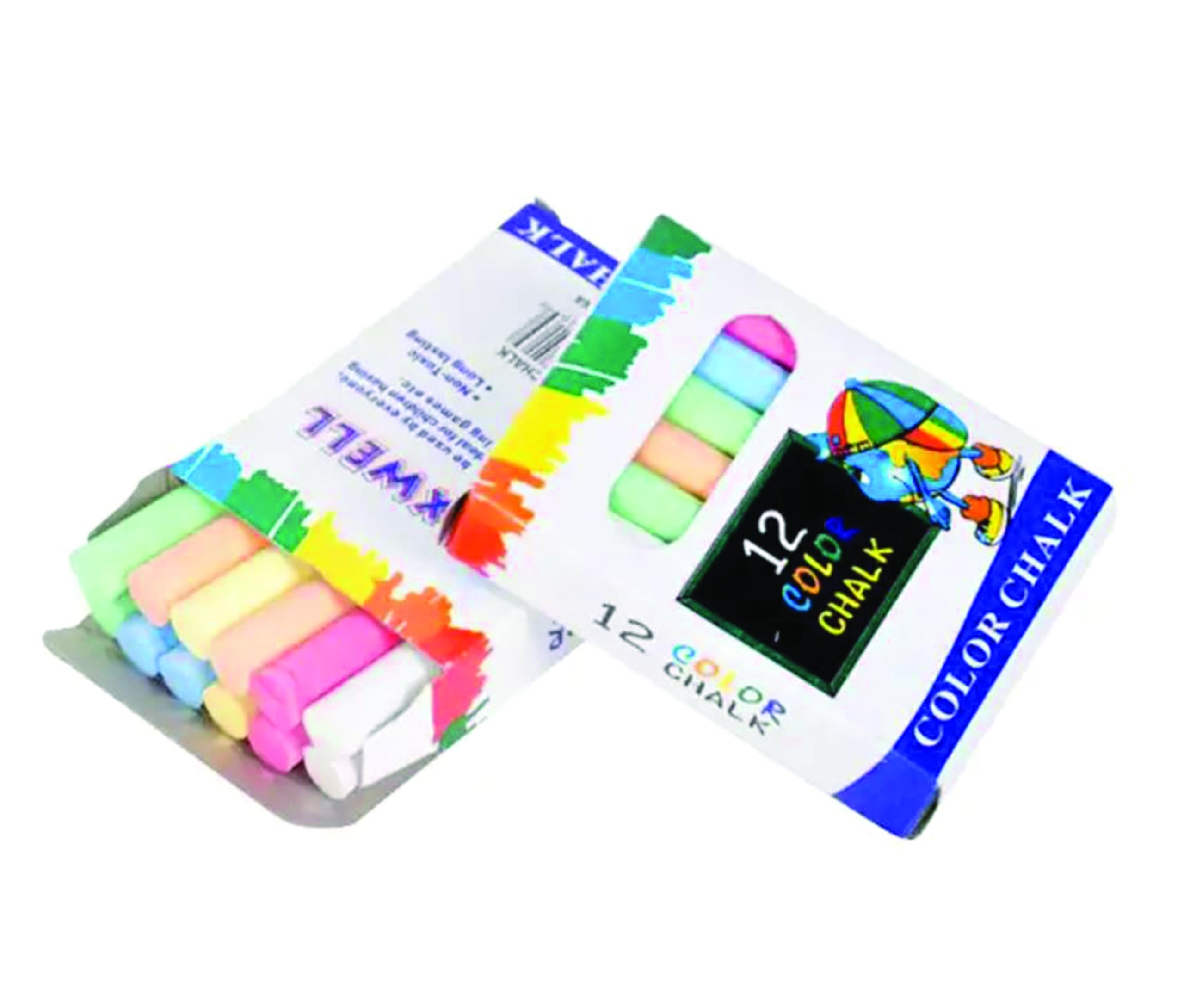 PARENCE.- Set de 12 tizas de colores/dibujo de pizarra/blanco, rojo, azul, verde, naranja, amarillo (x2) - 8cm