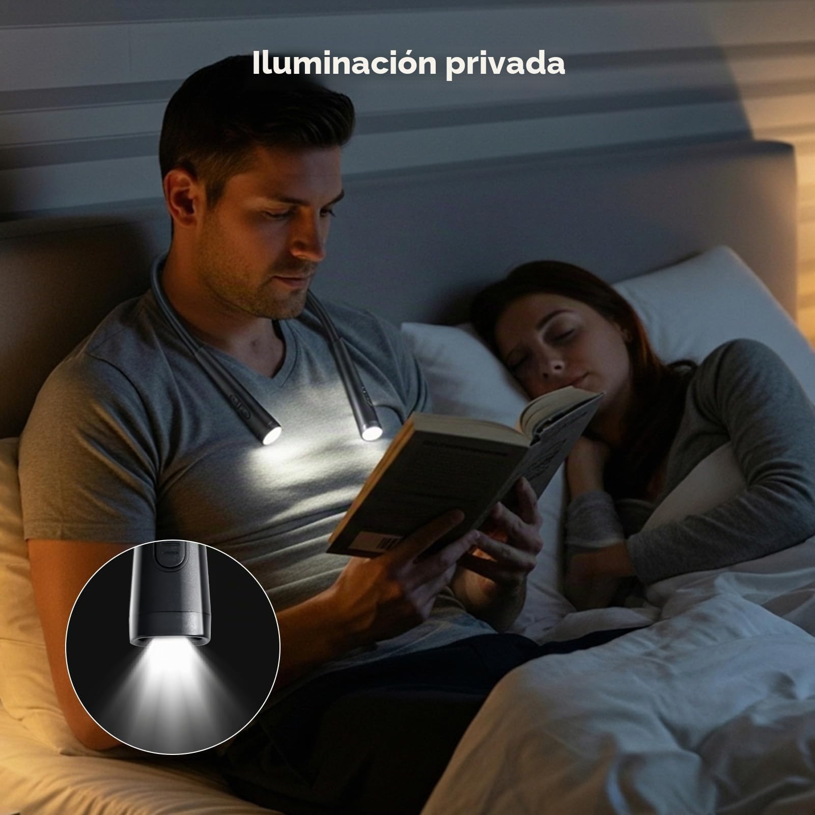 Caydo Luz para Tejer con Bolsa de Almacenamiento, Luz de Lectura Cuello con 4 Colores y 5 Niveles, Luz para Hacer Ganchillo, Lampara de Lectura Recargable para Leer, Tejer, Acampar, Reparar (Negro) | 4 colores y 5 brillos ajustables, luz de libro de cuell