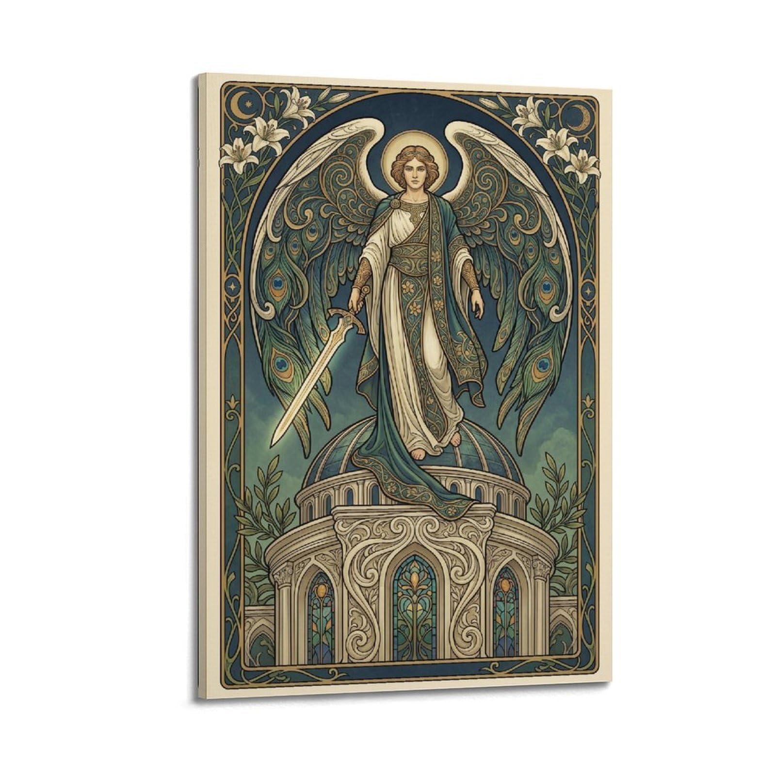 OKNGB Classical Bible Christian Poster St. Michael Archangel Guardian Decorative Painting Canvas Art Picture 24x36inch(60x90cm)