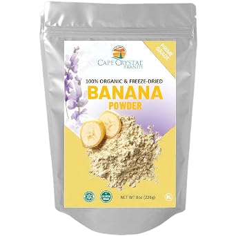 8-oz. Banana Powder by Cape Crystal Brands Freeze-Dried, Gluten-Free, Non-GMO, Vegan, No Sugar Added, Kosher