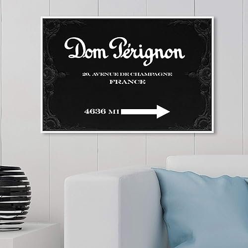 Miniatura 9 de The Oliver Gal Artist Co. Drinks and Spirits - Lienzo decorativo con texto en inglés "Dom P Road Sign Night", color negro, blanco