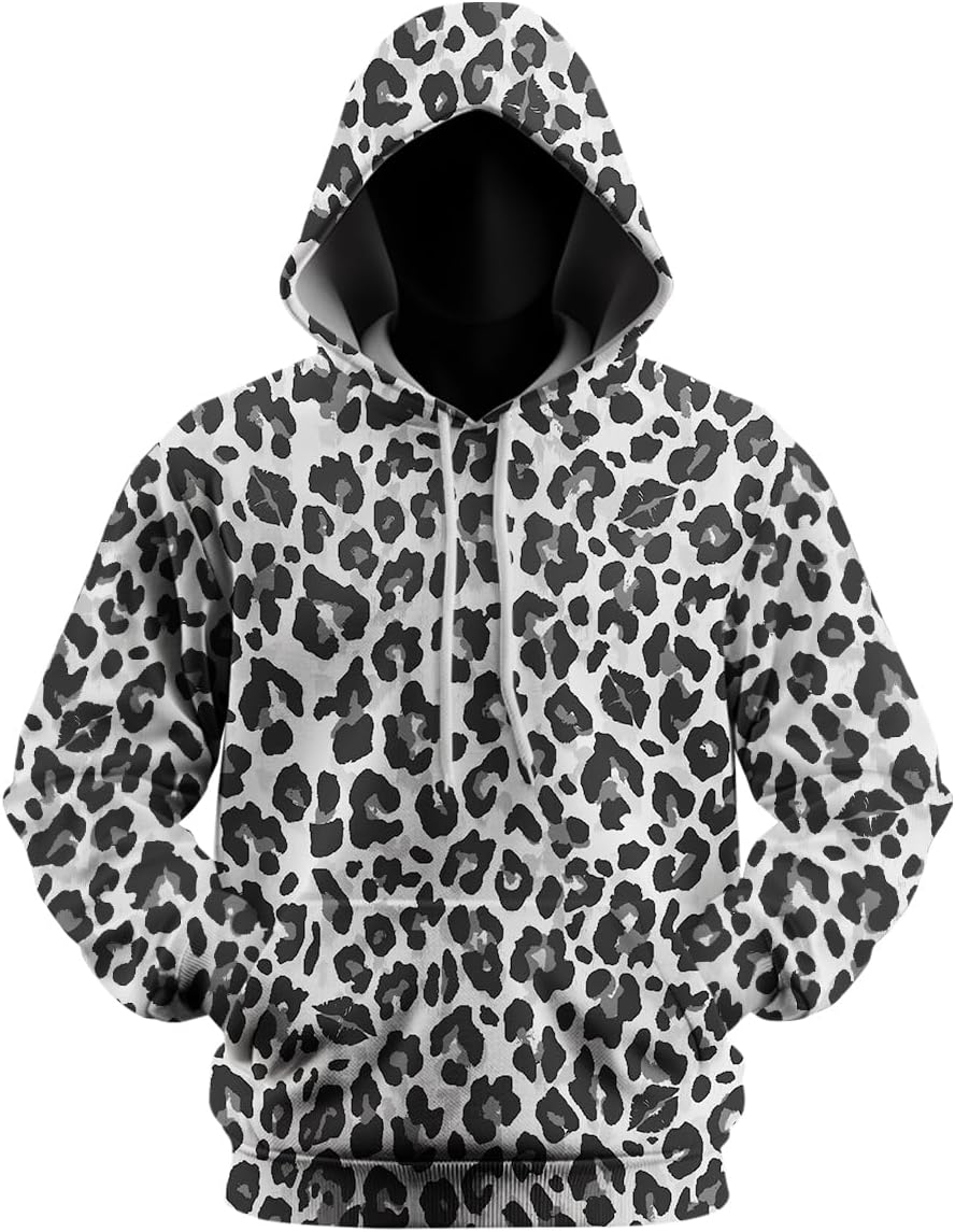 Leopard Print Hoodie for Men Cheetah Printed Hooded Streetwear Hip Hop Pullover Y2K Sweatshirt - Image 2
