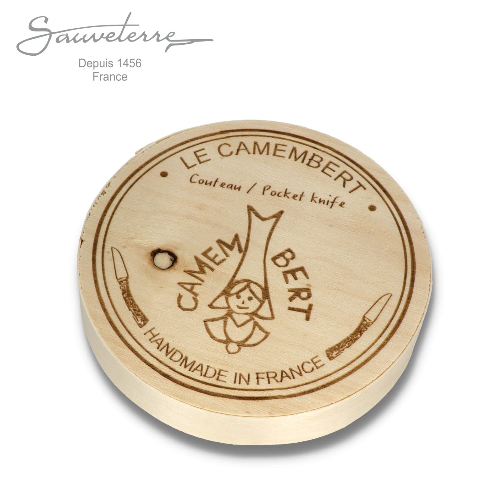 Sauveterre Le Camembert Taschenmesser - 11 cm voller Griff Olivenholz - Klinge satiniert - Messer Frankreich handgefertigt