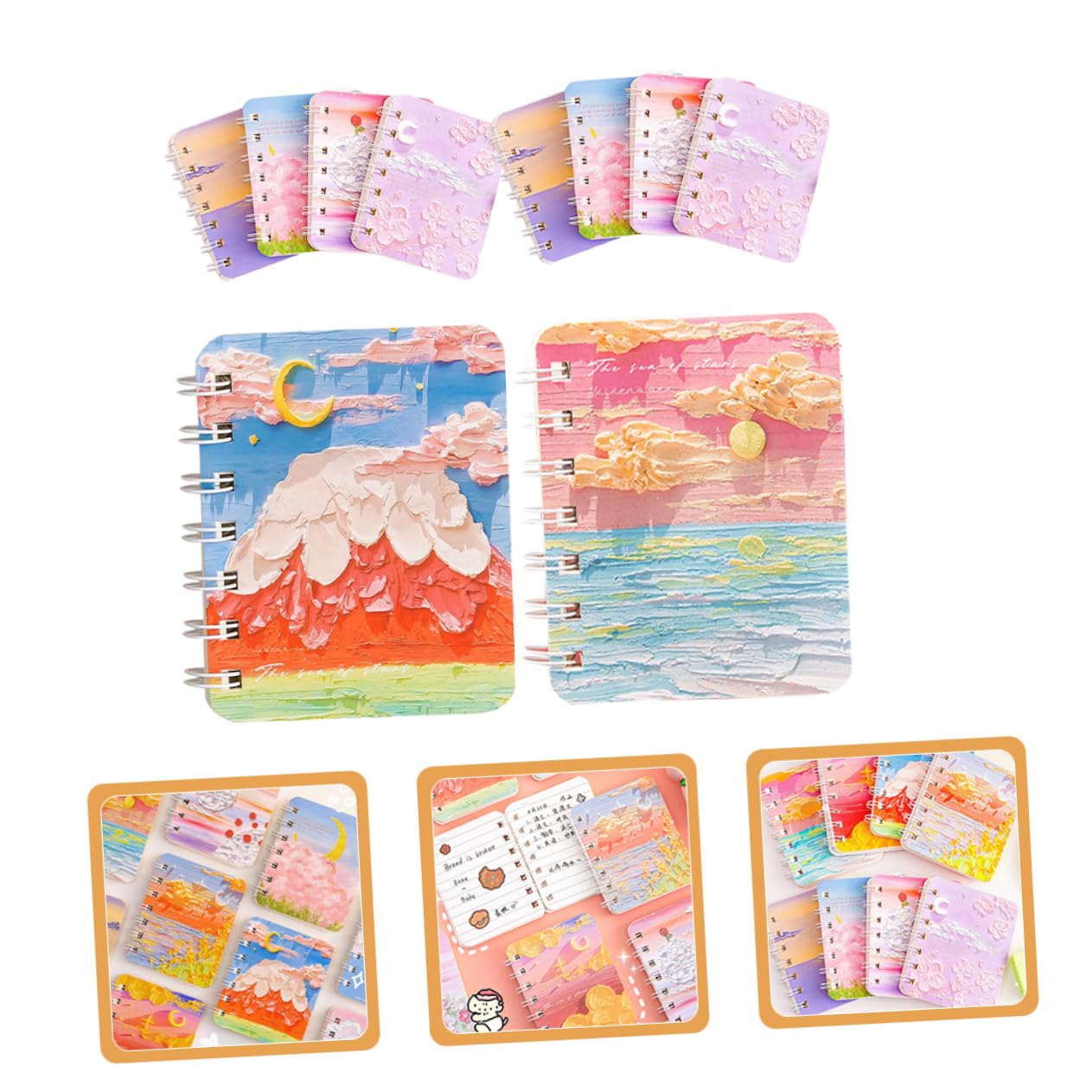 EXCEART 3 Pièces 10 Carnet De Croquis à Spirale Cahiers à Spirales Cahier D'écolier Mini-blocs-notes à e Trousse De Journal à Grille De Points De Campus Papier