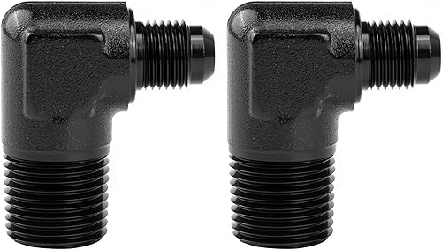 Vista 8 de EVIL ENERGY 3AN macho acampanado a 1/4" NPT tubo adaptador de ajuste de 90 grados aluminio negro 2 piezas