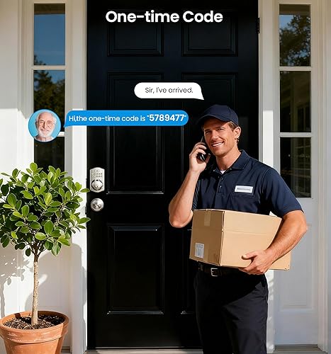 Miniatura 6 de Veise Cerradura de puerta de huellas dactilares con 2 perillas, cerradura de puerta de entrada sin llave con asa, cerrojo de teclado electrónico,