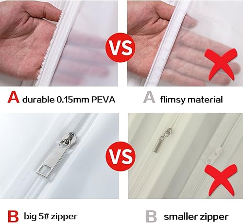 Miniatura 8 de Paquete de 6 bolsas largas para ropa (24 x 60 pulgadas)  Fundas de bata a prueba de polvo  Bolsas colgantes duraderas de PEVA con cremallera