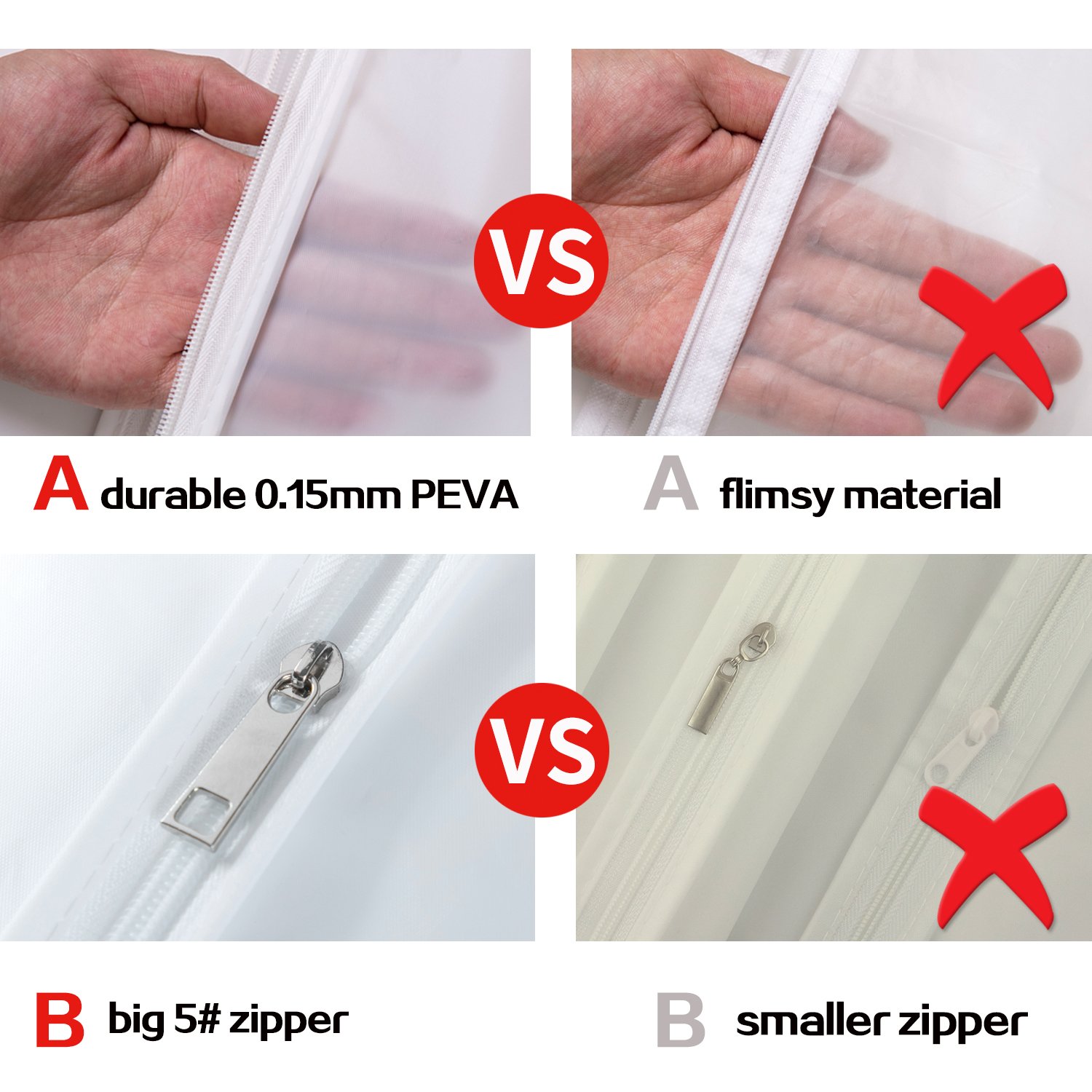 MsKitchen Bolsas transparentes para colgar ropa (juego de 6) para almacenamiento en el armario, bolsa de plástico con cremallera para vestidos extra largos, armario, armario, ropa, bolsas de cubierta