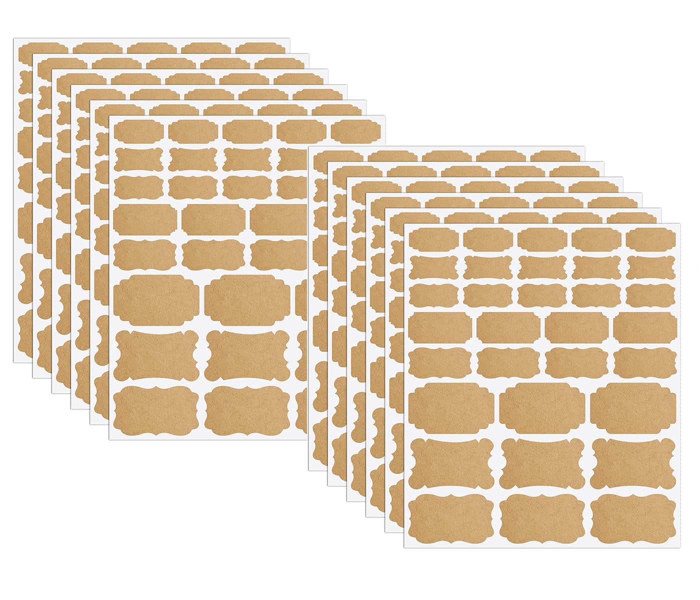 250 Étiquettes Autocollantes Kraft Molain - 3.1x5.1cm - Pour Cadeaux, Bocaux, DIY - Vierges