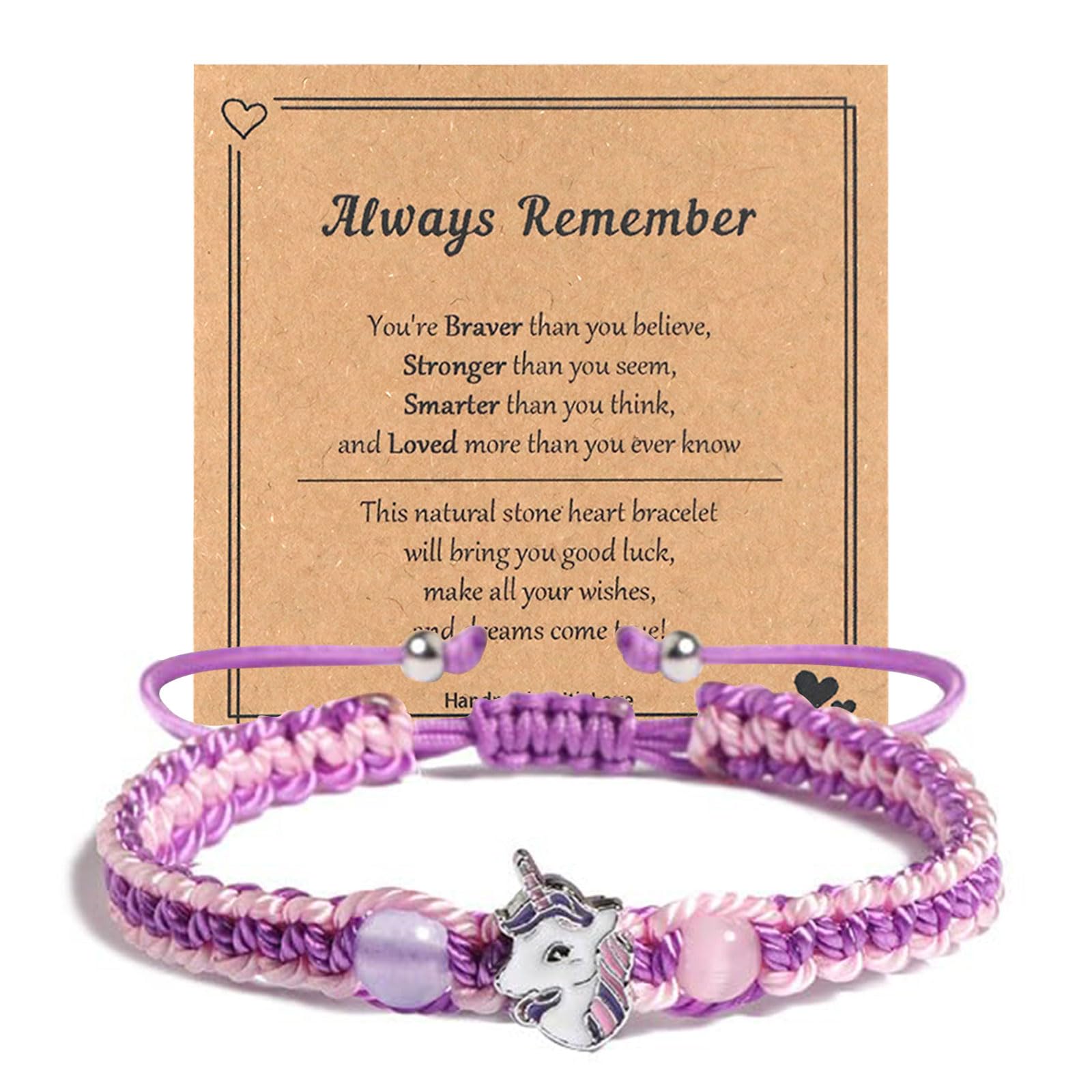 MYGLOAR Bracciale unicorno, braccialetto unicorno per bambini, regalo ragazza, braccialetto unicorno di perle rosa, viola, unicorno per ragazze, regalo di compleanno, figlia, Natale