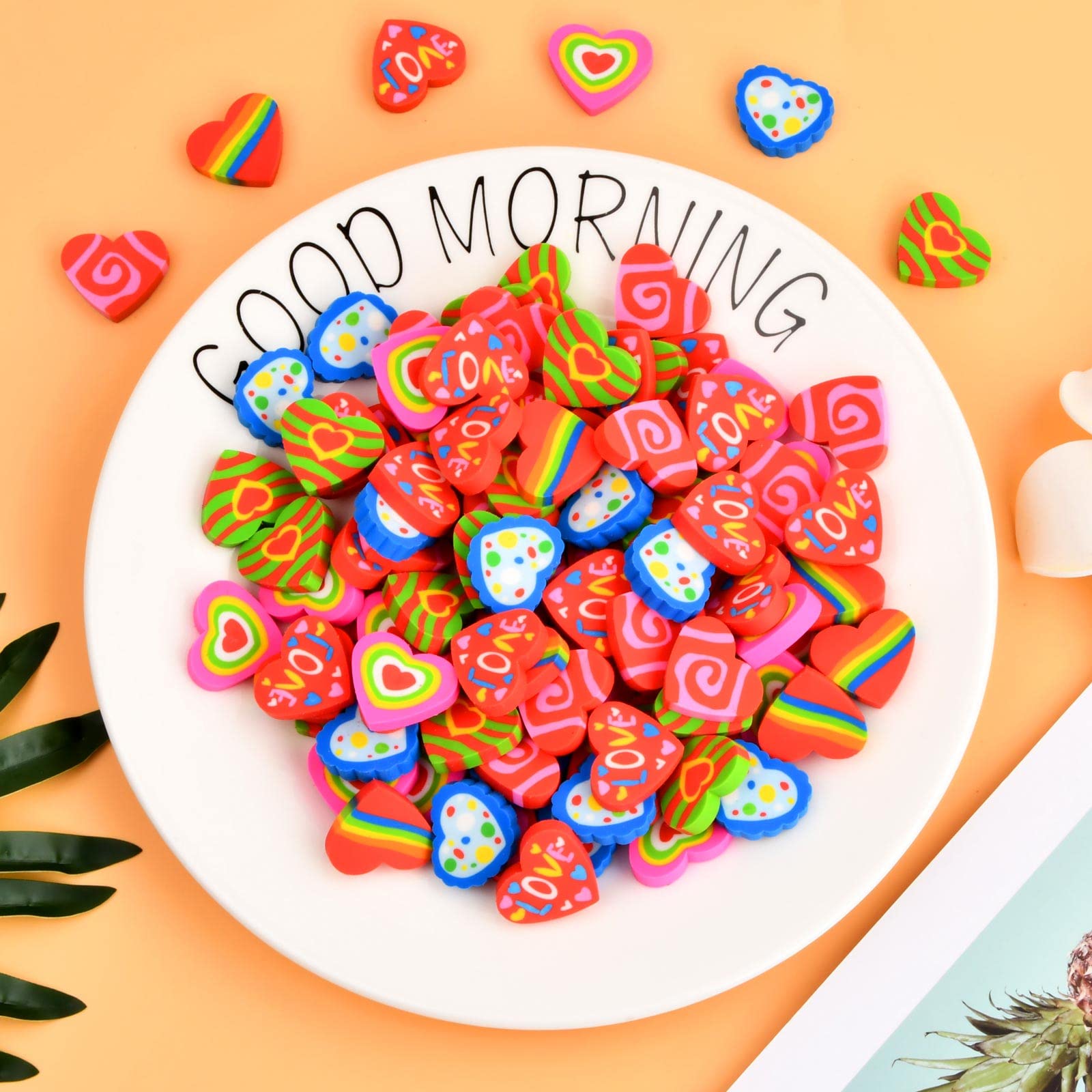 100 Pezzi Gomme da Cancellare per Bambini, a Forma di Amore, Mini Divertenti e Colorate, per Premi Compiti, in Classe, Regali