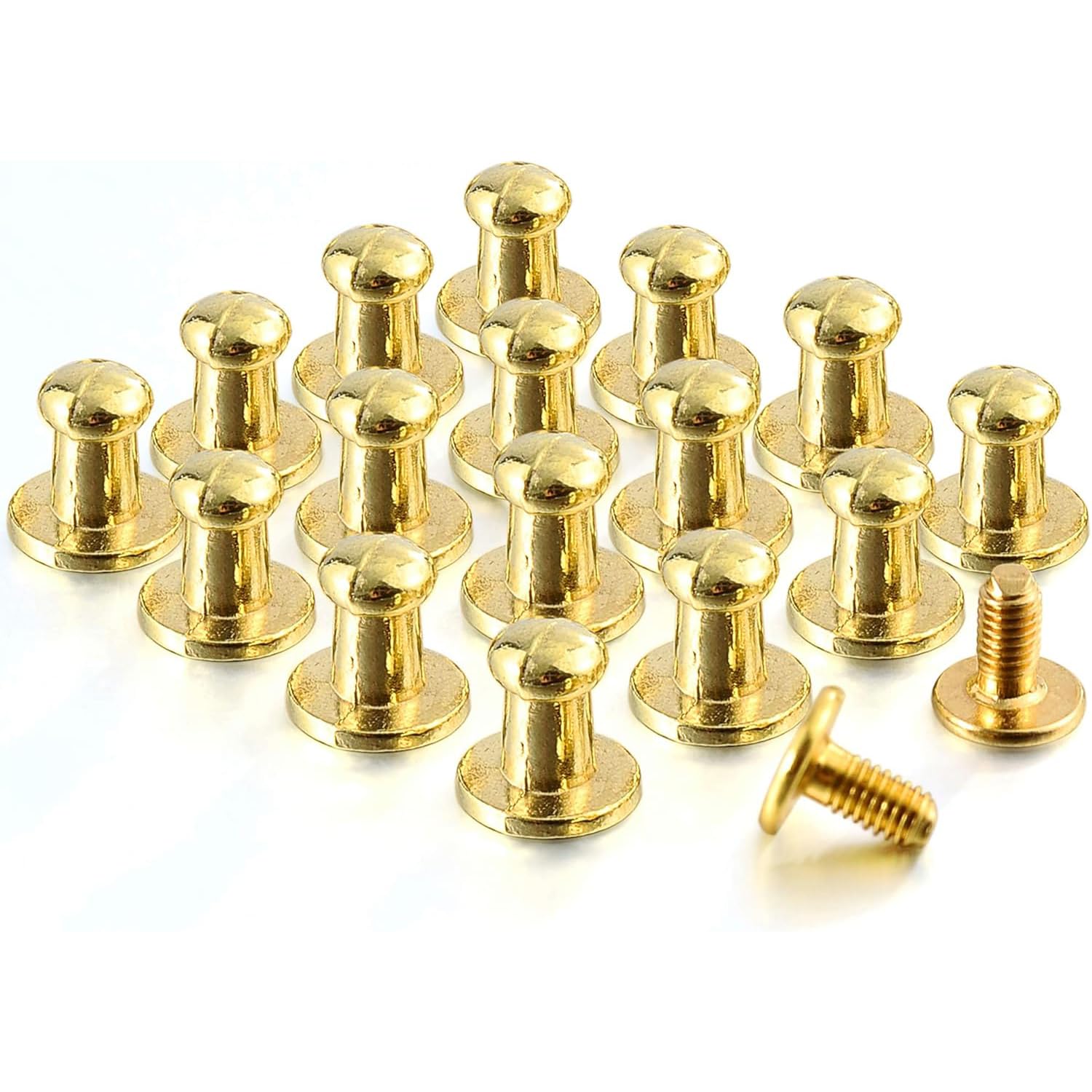 Rivets en métal à vis anti-arrachement Rubyca dorés 50 pièces