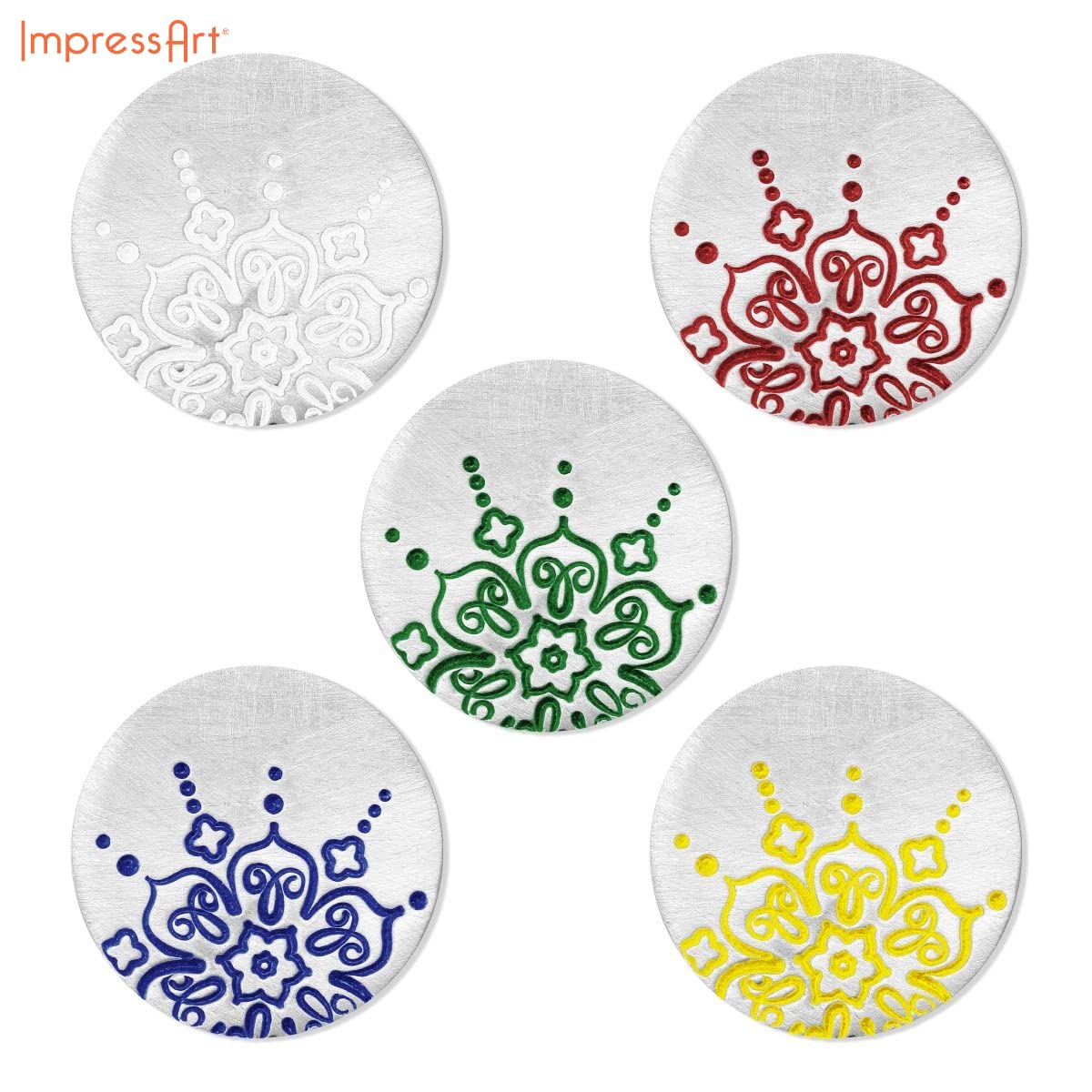 ImpressArt - Metal Stamp Enamel 5 Pack Set for Metal Stamping & Engraving DIY Jewelry Acrylic Ink (5 Pack)