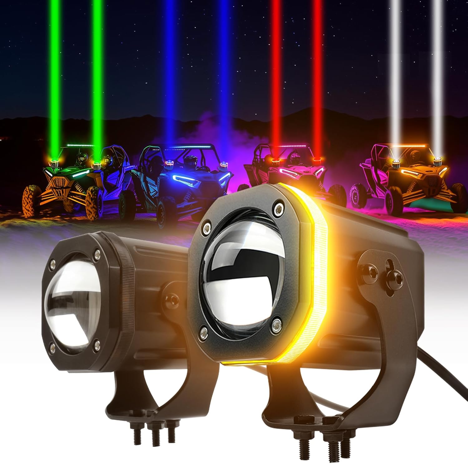 Whipless Led Whip Lights,Spot Beam Pod with Turn Signal Light RGBW Whip Lights for Side by Side with Switch & Remote Chase Light Antenna Whipless Whip for ATV UTV Can am Polaris RZR SXS Golf Cart Jeep