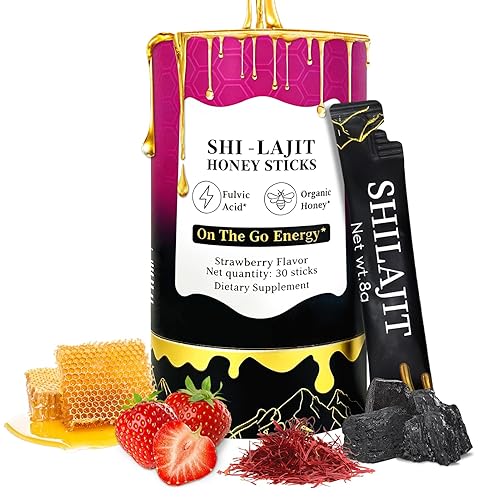 Palitos de miel Shilajit - Miel pura con mineral del Himalaya sabor profundo, terroso y aromático Pajitas de miel portátiles, empaquetadas