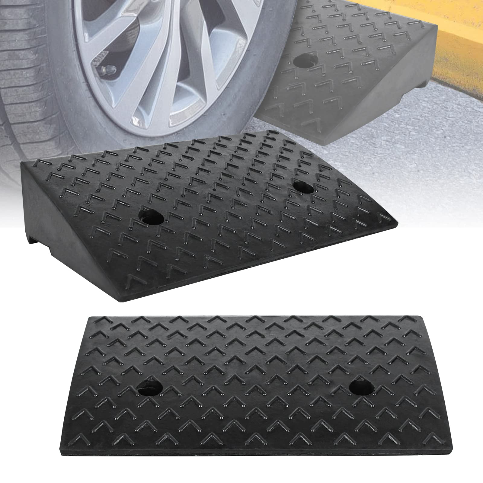 Kaxenig Stoeprandoprijplaten - Rubberen Opritplaten Met Antislip Oppervlak | Draagbaar & Veilig Voor Auto's En Rolstoelen