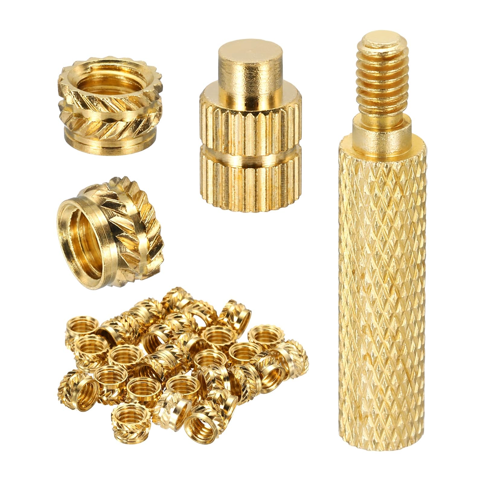 sourcing map 30Set M6 Heat Threaded Inserts with Soldering Tip, 8mm OD, 6mm Height, Brass Nut Rod Inserts Knurled for 3D Printing Component Plastic Part โ image 1