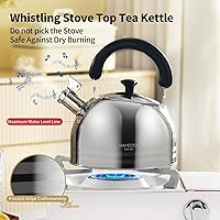 Vista 4 de Hervidor de Té, 5.7QT 6L Hervidor de Té Silbante para Estufa, Olla de Té de Acero Inoxidable 304, Olla de Té Grande para Estufa, Hervidor de Camping