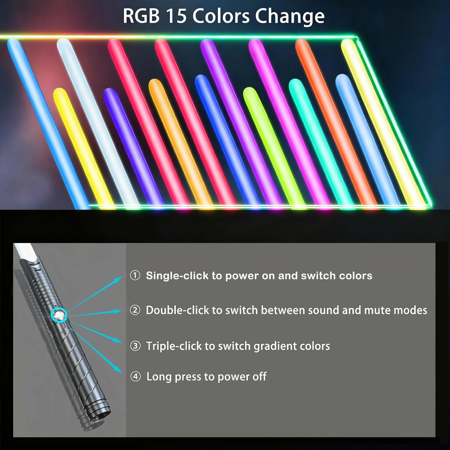 Metal Dueling Lightsaber for Adults & Teens - Heavy-Duty Aluminum Hilts, 16-Color RGB LEDs with Smooth Swing Sound, USB-Rechargeable Light Saber - Realistic Light Sword for Cosplay & Gifts(2pcs)