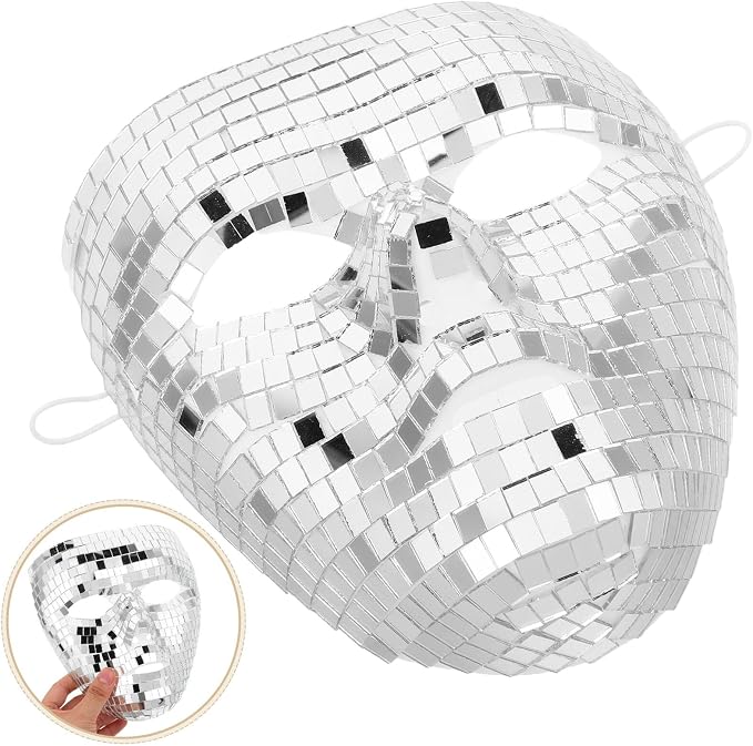 Máscara para rostro completo con acabado espejo plateado miniatura 9