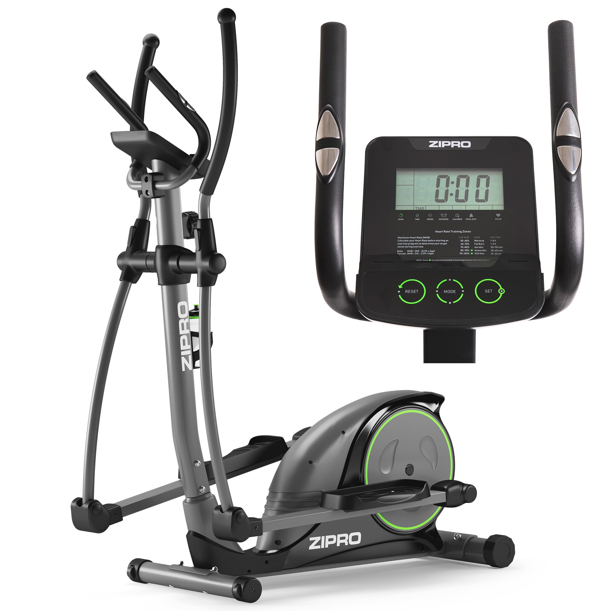 Zipro Crosstrainer Hulk, Ellipsentrainer bis zu 150 kg, Crosstrainer für Zuhause, Cardio Trainingsgerät, Exercise Machines, Heimtrainer, 8 Widerstandsstufen
